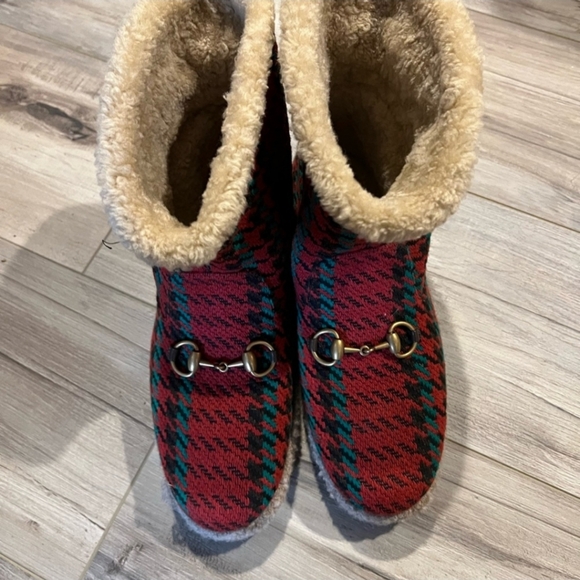 Gucci Fria Merino Wool Horsebit Houndstooth Wool Ankle Boot Women size 41 - Picture 3 of 10